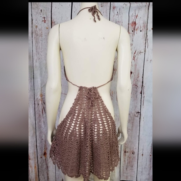 Gorgeous crochet lace bikini coverup with rhinestone broche - Picture 2 of 5